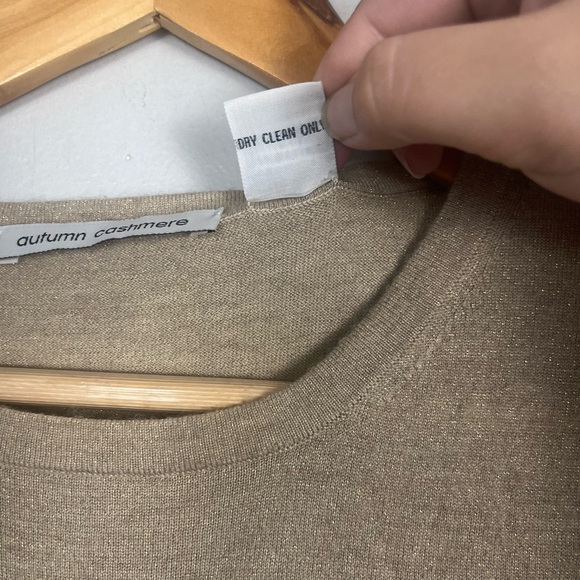 Autumn Cashmere cashmere silk tan metallic puff sleeve sweater size small - Picture 4 of 5